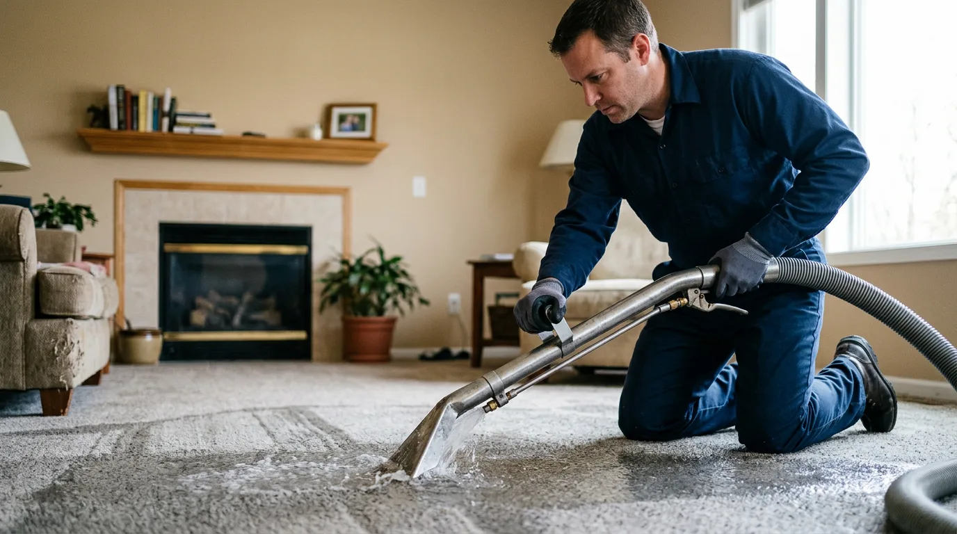 Water damage restoration technician working near Stoneville, NC